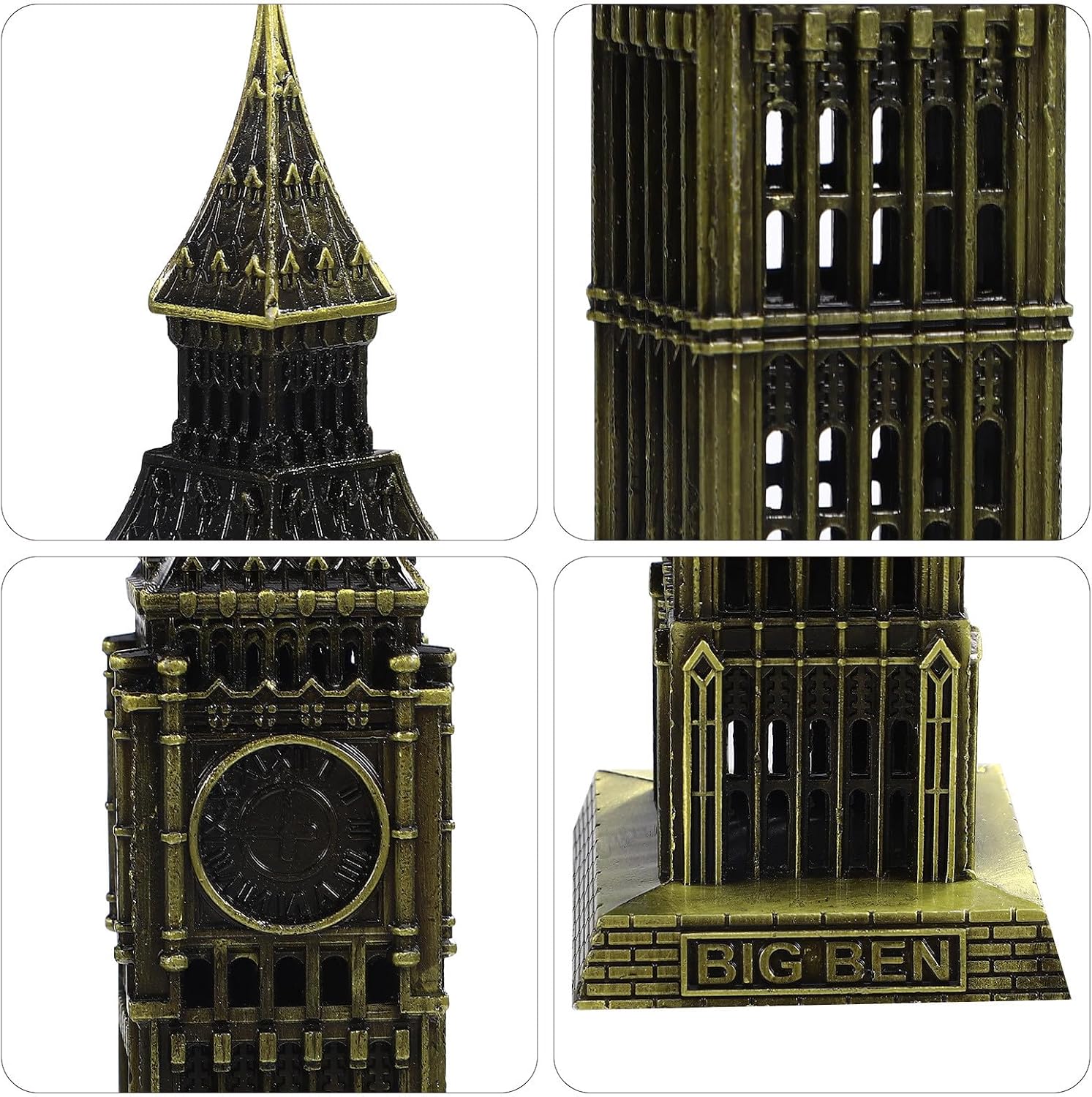 Angoily Big Ben London Decor Alloy Metal Building Model Ornament England Landmark Statue for Home Office Desk Display Wedding Family Gathering London Souvenir Gift 7.08 in image 5
