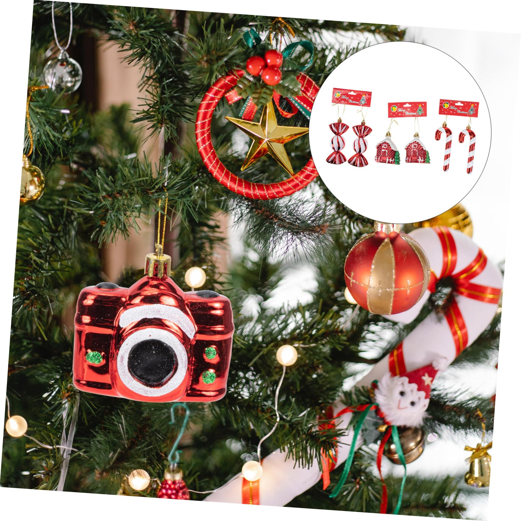 Ciieeo STK Christbaumschmuck weihnachtsdeko Weihnachts Party Weihnachtsbaum roter Anhänger Weihnachtsbaum hängende Verzierung Baumschmuck Anhänger Weihnachtsschmuck zum Aufhängen