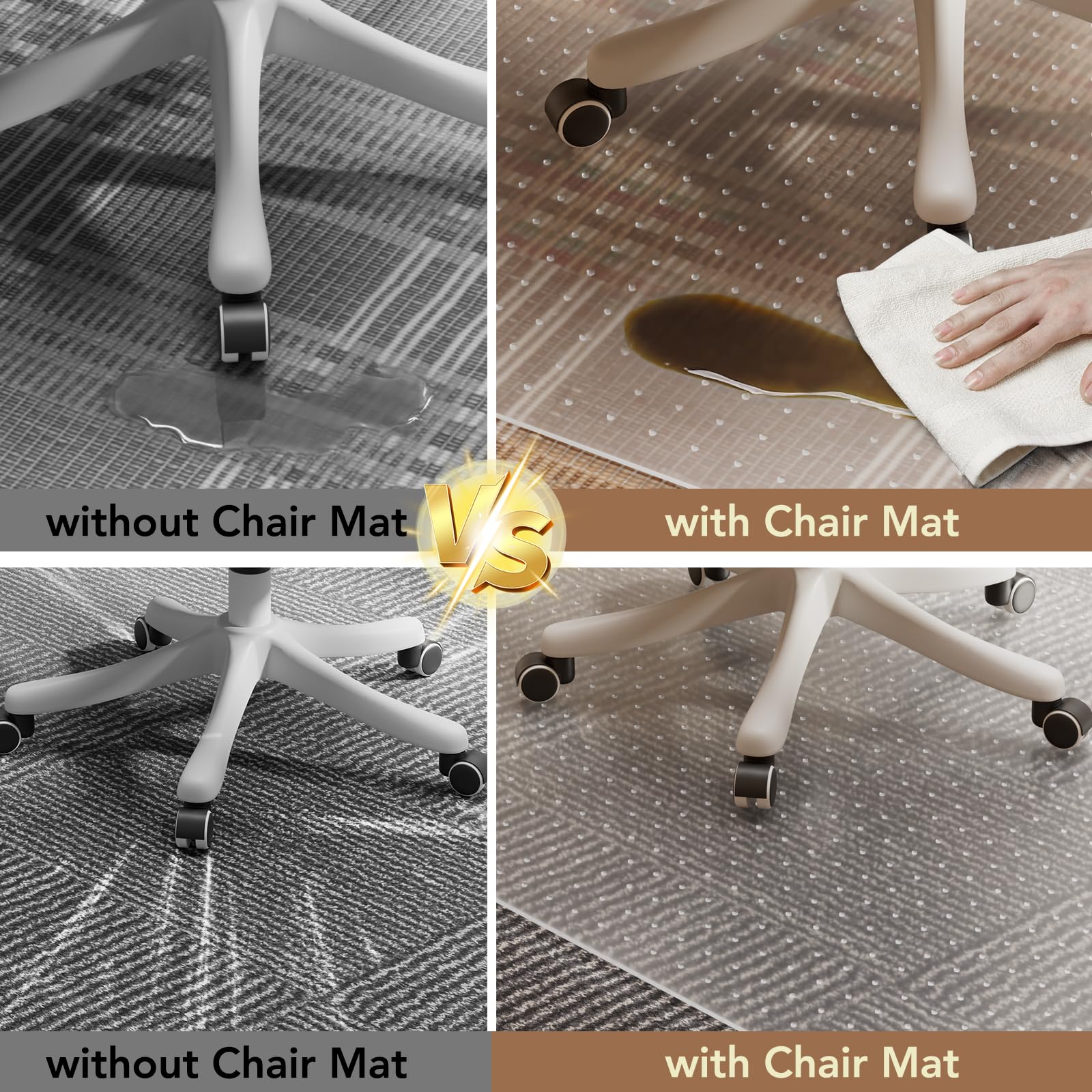 Office Chair Mat for Low Pile Carpet with Lip 48 x 60 Clear Plastic Floor Protector Heavy Duty — view 3