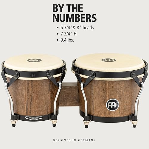 Miniatura 7 de Meinl Percussion HTB100WB-M Headliner Traditional Designer Series Bongos de madera, marrón nogal