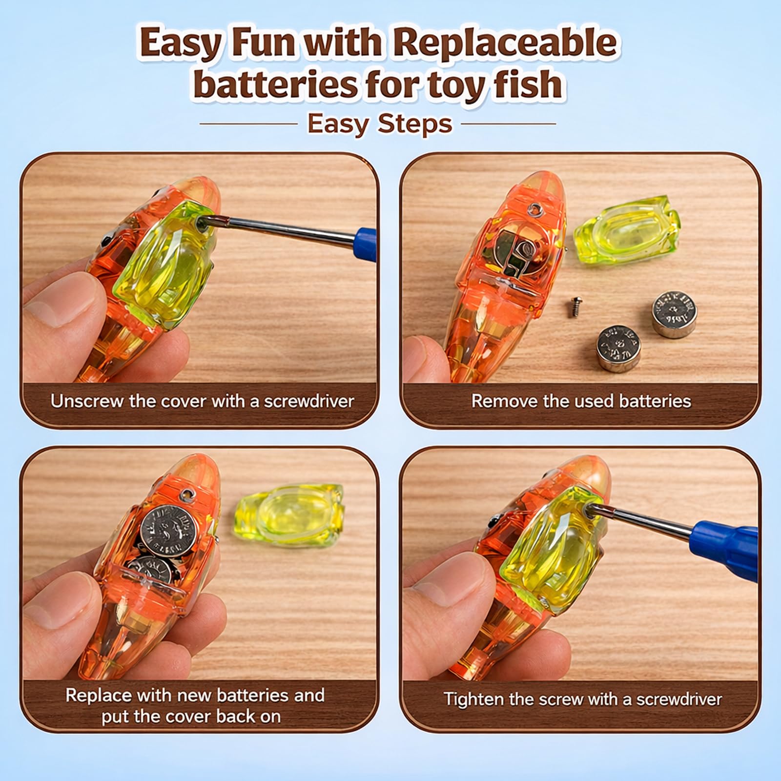 2 Pcs Robo Fishs Robot Fish with 2 Pcs Simulation Seaweed and 2 Pcs Simulation Coral, Bath Fish Swimming Set, Auto Swim in Water, Realistic Movement for Bath Time Fun — view 5