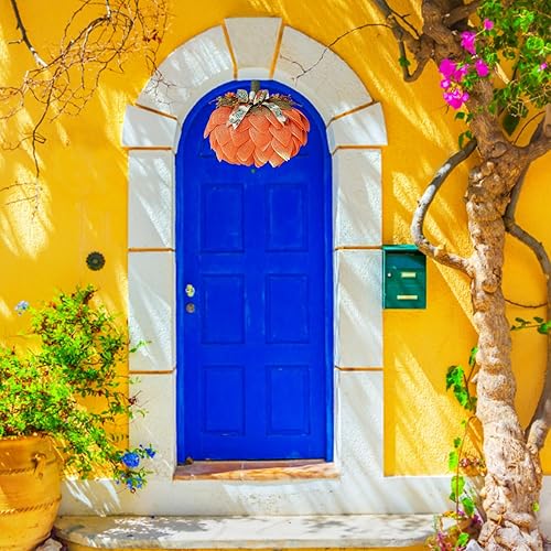 Miniatura 8 de Corona de arpillera de otoño, corona de calabaza de arpillera, corona de calabaza de Acción de Gracias para puerta delantera, decoración de calabaza