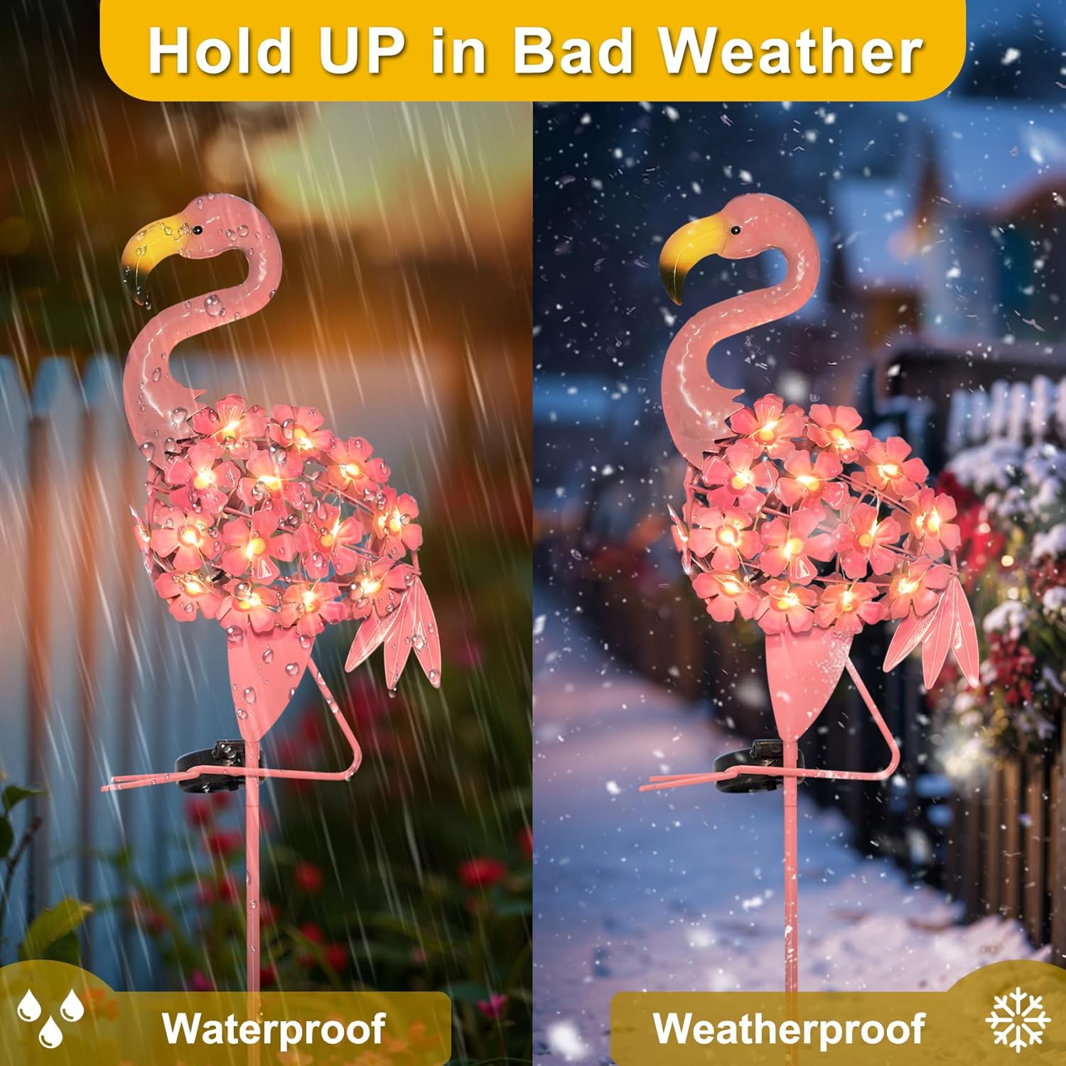 Homeimpro Garden Solar Lights Flamingo Yard Decor Gifts for Women Outdoor Decorations Stake Lights, Waterproof Warm White 27 LED for Lawn,Patio, Courtyard, for Mom Grandma