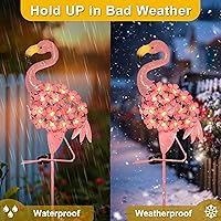 Vista 5 de Homeimpro Luces solares de jardín, flamenco, decoración de patio, regalos para mujeres, decoración al aire libre, luces de estaca, impermeables