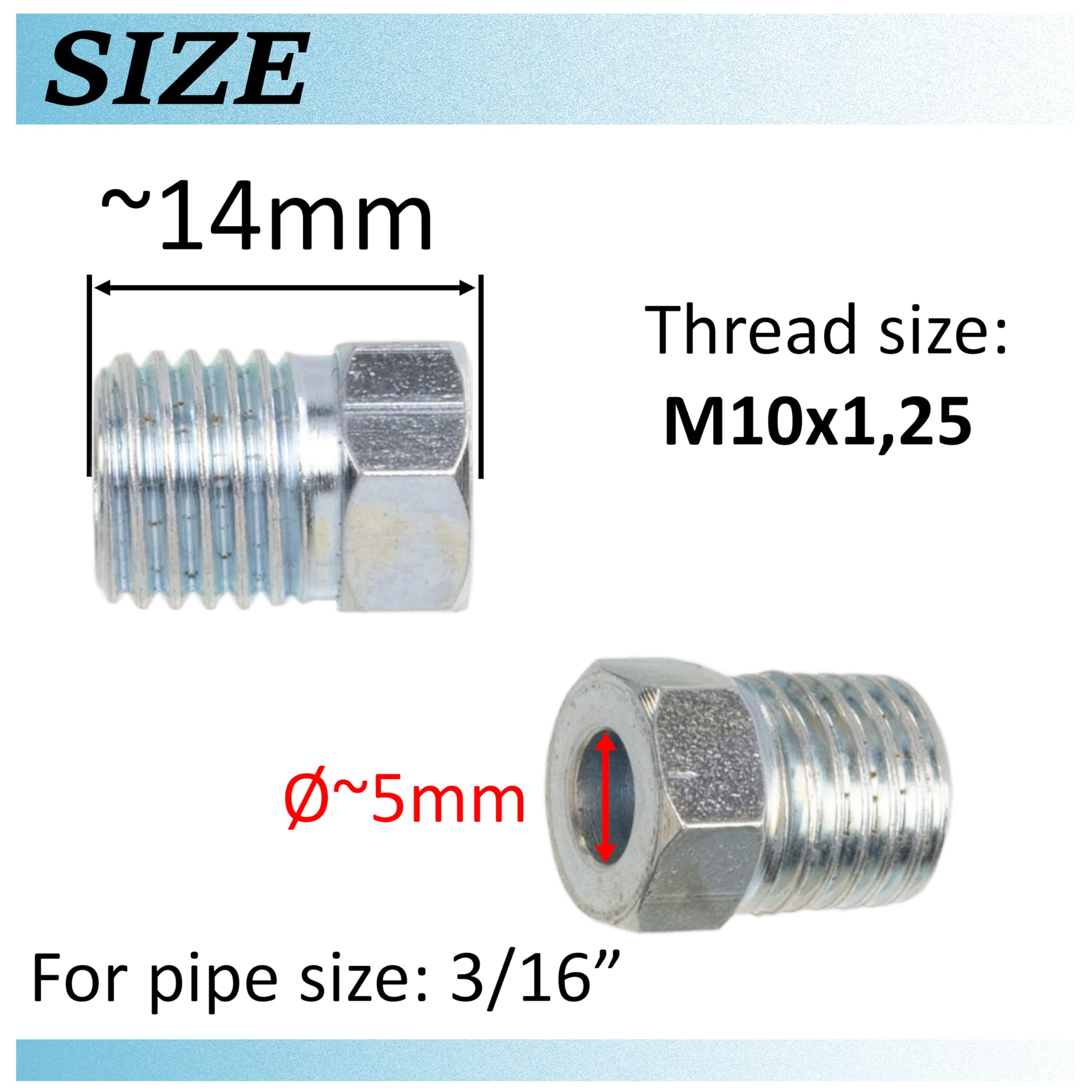 4x Raccord Mâle M12 X 1 Pour Tuyau De Frein 4,75 Mm évasure