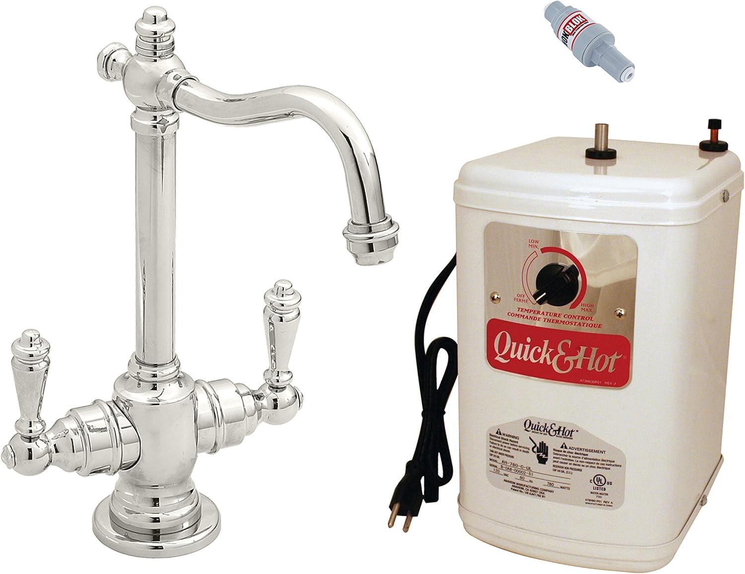 Westbrass D205H-05 Victorian 9" Hot/Cold Water Dispenser & Tank, Polished Nickel