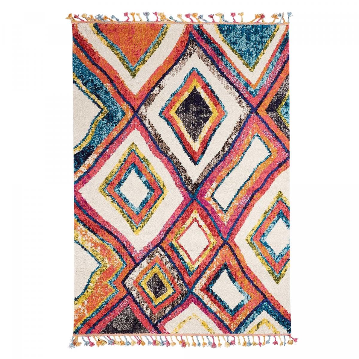 Jadorel Tapis berbère Style 80x150 OURIKA MK 01 Multicolore Oeko TEX® Exclusivité idéal pour la Chambre