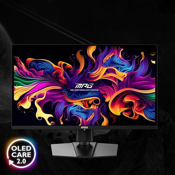 MSI MPG 271QRX QD-OLED, 27 OLED Gaming Monitor, 2560 x 1440 QHD, OLED 0.03ms Response time, 360Hz, True Black HDR 400, HDMI, DP Port, USB Type C, Tilt, Height