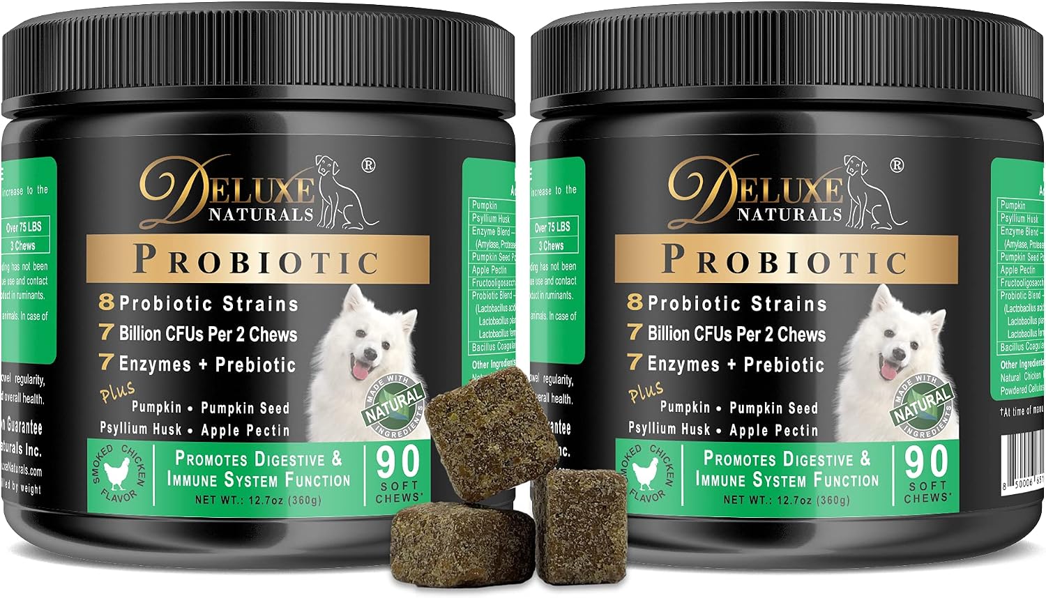 Deluxe Naturals Probiotics for Dogs | All-Natural Dog Probiotic Supplement with Enzymes, Prebiotics, Pumpkin | Promote Digestive Health,…