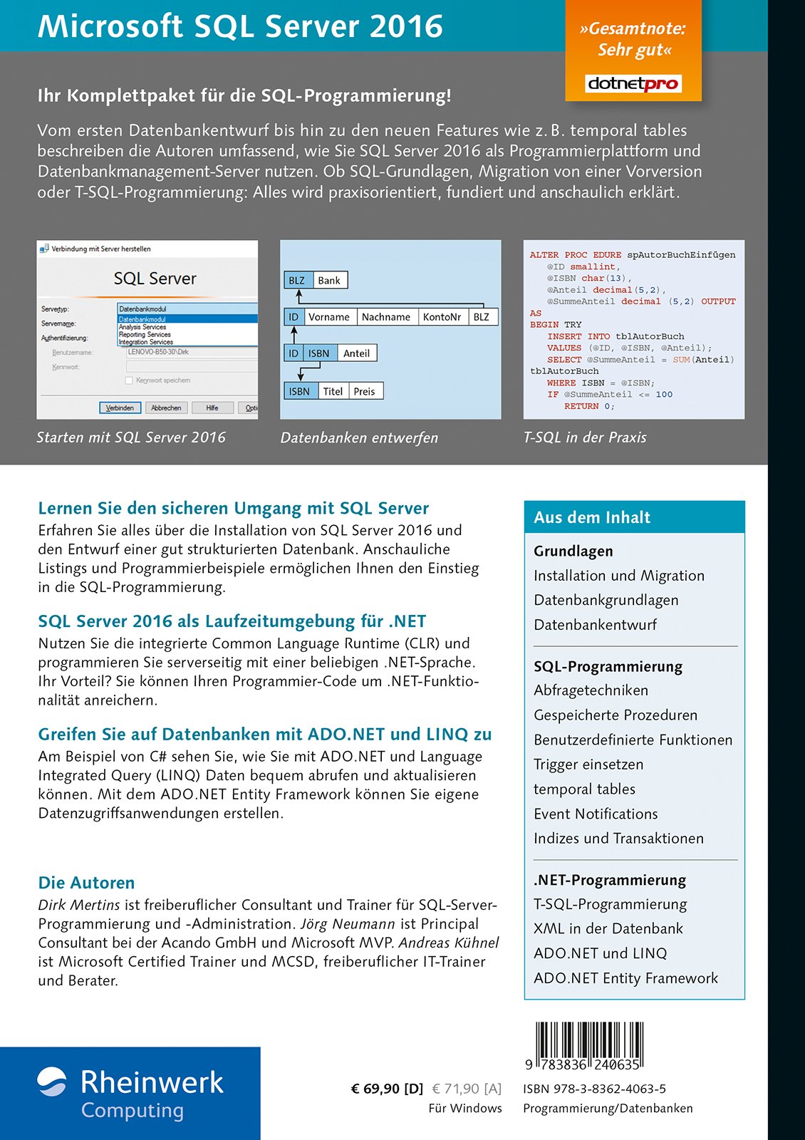 SQL Server 2016: Das Programmierhandbuch. Inkl. ADO.NET Entity Framework und Migration von SQL Server 2014