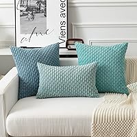 Vista 5 de Kevin Textile - Juego de 2 fundas de almohada decorativas de pana suave, estilo bohemio, a rayas, decoración del hogar para sofá, cama, sofá y sala