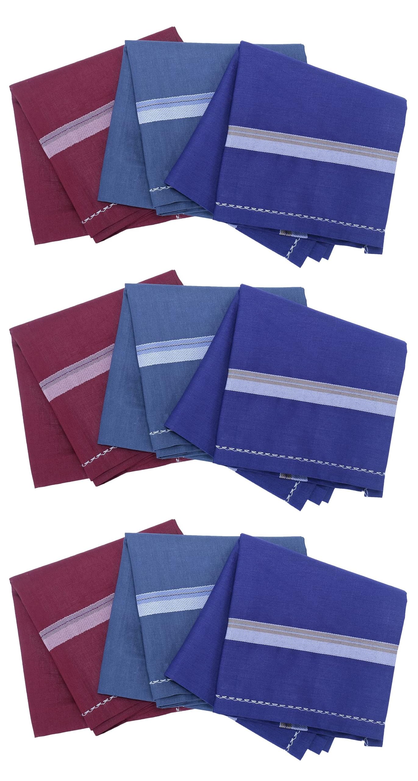 DIKHAWAMen's Handkerchiefs, 100% Pure Cotton, Pocket Square Hankies, Classic Plaid Pattern Perfect for Gift, Standard