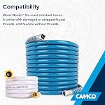 Camco Water Bandit | Features a Highly Flexible Silicone-Polymer Sleeve & ABS Male Water Hose Connection | Works with Damaged or Stripped Faucet Threads or Faucets Without Threads (22484)