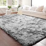 Calore Zone Rugs pour salon Chambre pour enfants Chambre Nursery Soft Shaggy Comfy et Rug Fluffy Modern tapis intérieur Tapis anti-dérapant Rug à la maison (Grey White pour enfant,6,5×6,5 pieds)