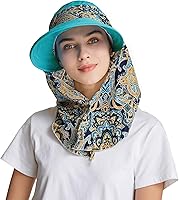 Vista 27 de icolor Sombreros de sol para mujer, protección solar UPF 50, sombrero de verano al aire libre, visera con solapa, sombrero de cola de caballo, Marrón