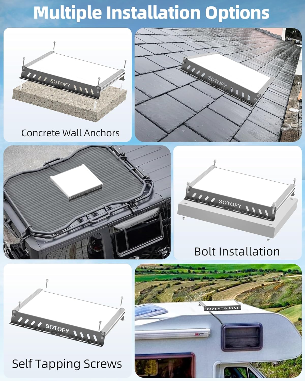 Starlink Mini Roof Rack Mount, Starlink Mini Mount for RV Ladder, Pole, Truck, Boat, Yacht, Car, Profile Rails, Roofs, Tubes, Ladders - Multi-Installation