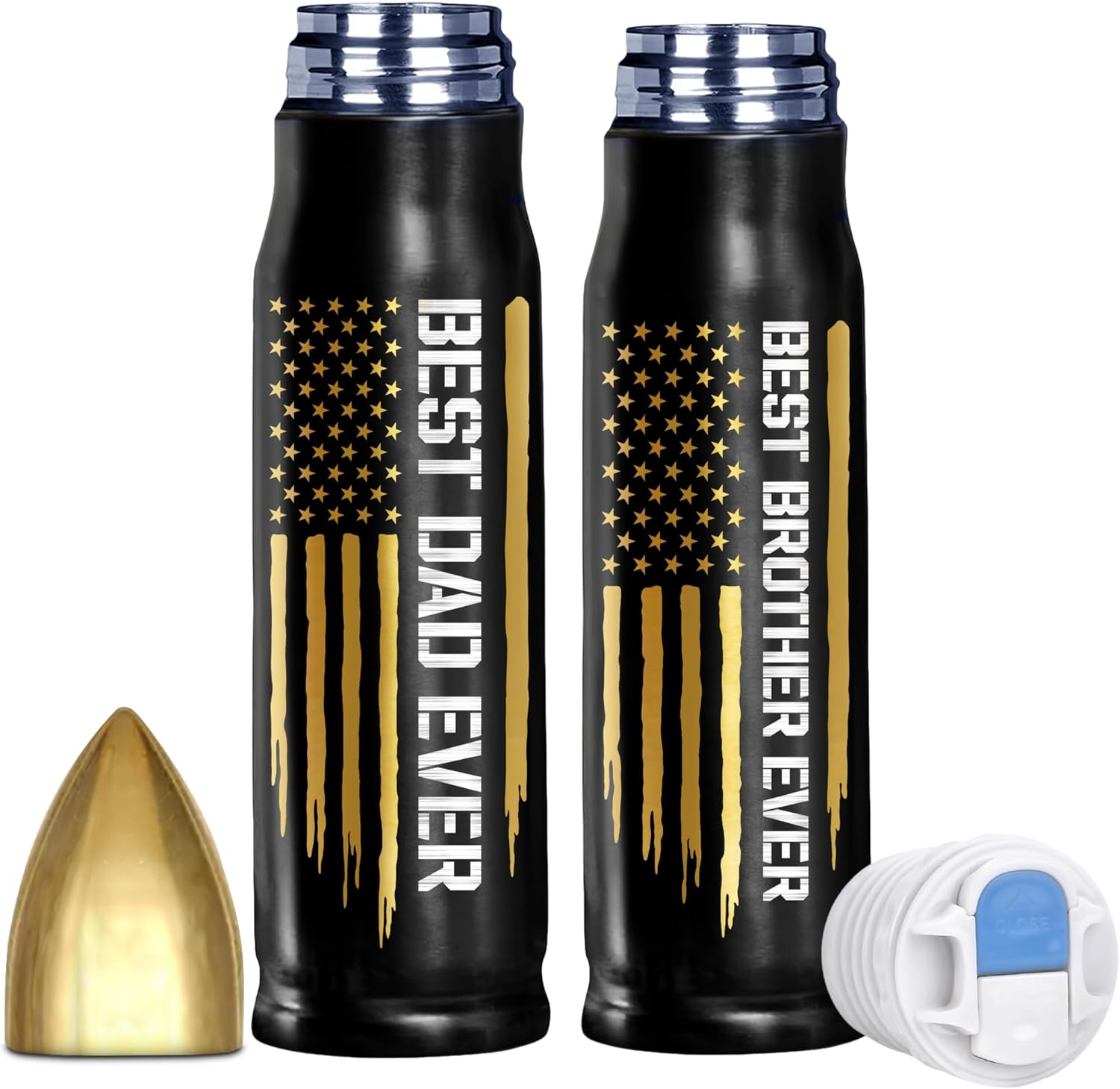 Bundle Gifts for Dad and Brother, Happy Birthday Present Ideas for Daddy Papa Men - Best Dad Ever Bullet Tumbler 17Oz with Keychain, Insulated Travel Coffee Cup from Wife