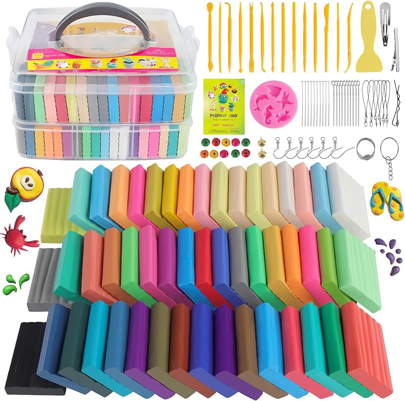 CyAJM Polymer Clay, 50 Colors, Oven Bake Modeling Clay Kit,Creative Gift