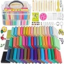 Polymer Clay Kits 50 Colors,Modeling Clay for Kids DIY Mold Oven Bake Clay with Storage Box Sculpting Tools and Accessories,for Kids Adult and Artist Friendly Ideal Gifts
