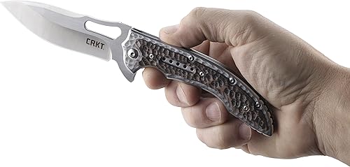 Miniatura 4 de COLUMBIA RIVER KNIFE & TOOL Fossil - Cuchillo de bolsillo plegable Fossil - Carpeta EDC de borde liso de acero inoxidable con bloqueo de marco,