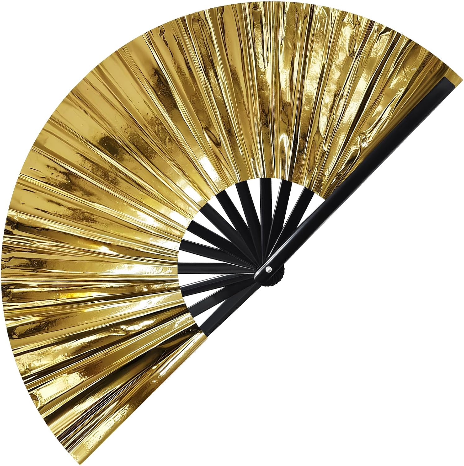 Vercraft 13" Folding Hand Fan Glitter Clack Rave Dancing,Black,Cool