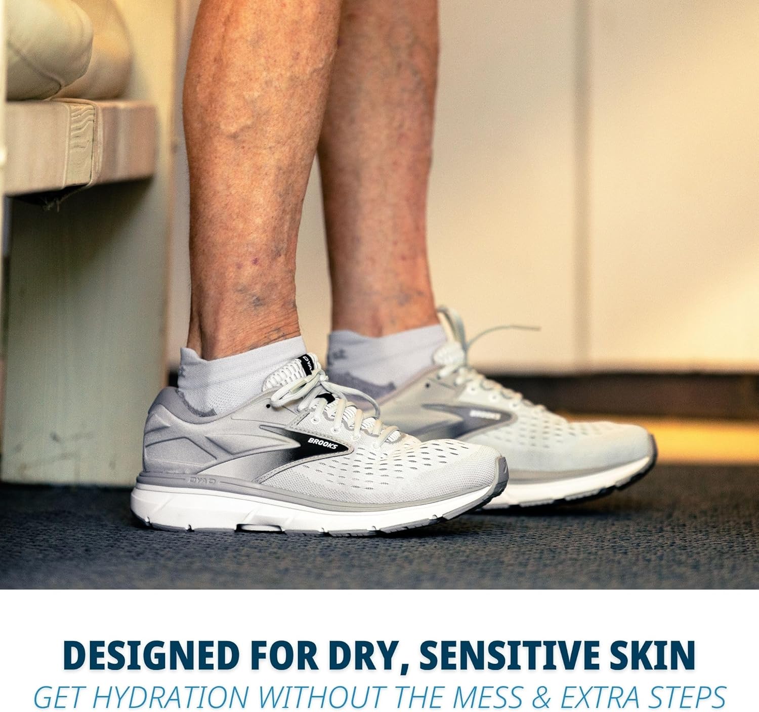 OS1st DermaSox Moisturizing Socks for Dry Feet – Aloe Vera, Shea Butter & Calendula Infused, Slow-Release Hydration, Blister Prevention, Breathable Seamless Comfort, 2 Pair Pack