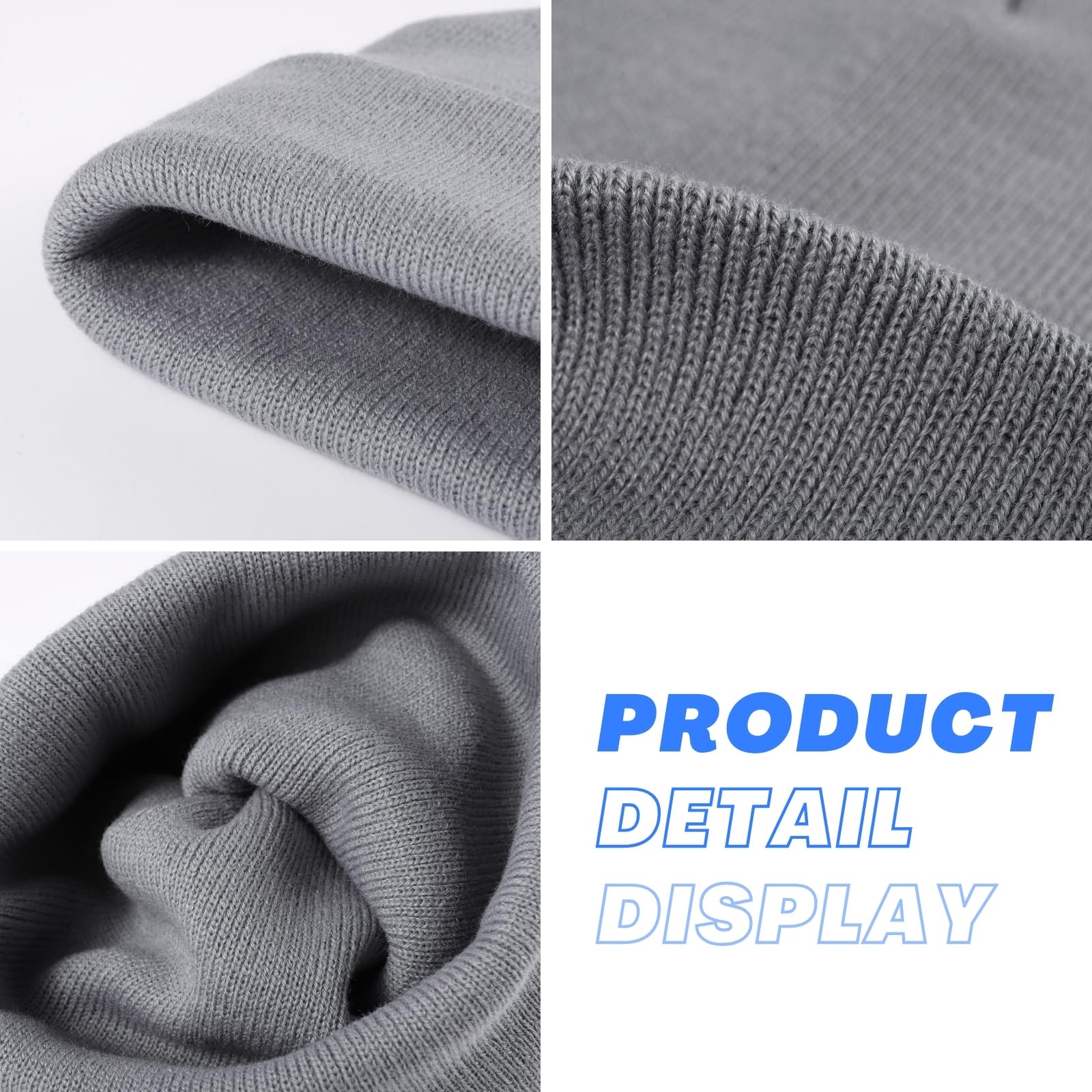 2THESTARS Winter Thermal Black Beanie, Windproof Wool-Blend Unisex Hat, Warmth & Non-Slip Design for Hiking, Skiing - Black