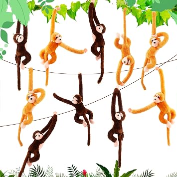 10 Pack 24 Inch Hanging Monkey Stuffed Animal Toys Soft Plush Hanging Monkey Stuffed Toys for Room Decoration Animal Party Favors Birthday Christmas Easter Gift