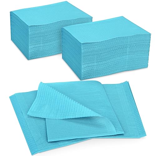 Miniatura 8 de Practicon Paquete de 125 Baberos Desechables para Pacientes Color Crema, 18" x 13", Hoja de Babero de Papel Impermeable de 3 Capas con Respaldo de