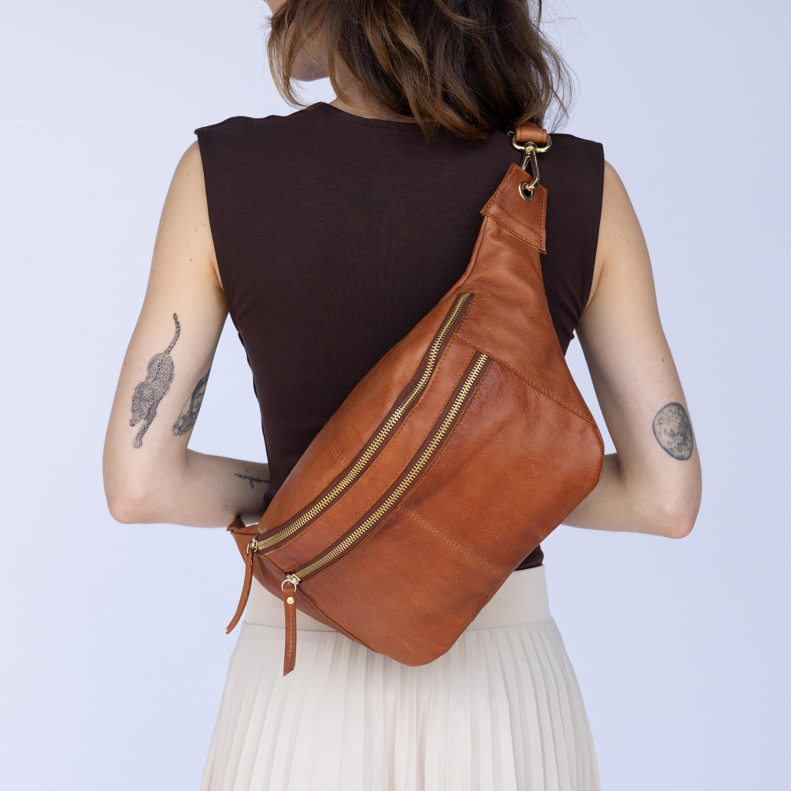 Gusti Marsupio in pelle – Freya, da donna e da uomo, marsupio, in pelle, Marrone 1, Einheitsgröße, Stile retr