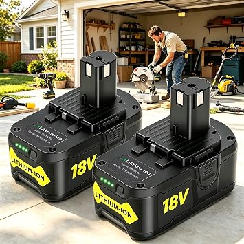 18V Replacement Battery for Ryobi 6Ah 2-Pack 50% More Runtime