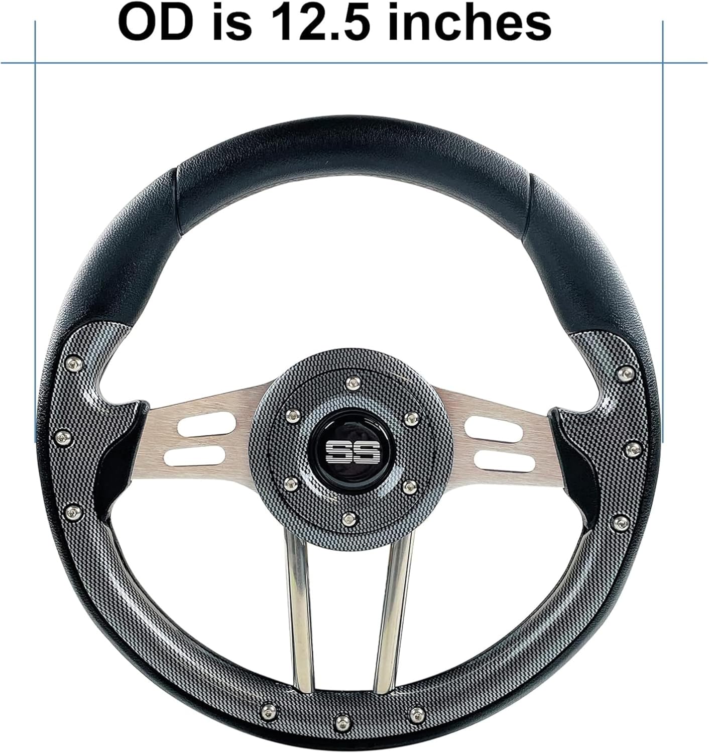 Huskey Parts Company Volt Carbon Fiber Golf Cart Steering Wheel W/Club Car Precedent Hub Adapter