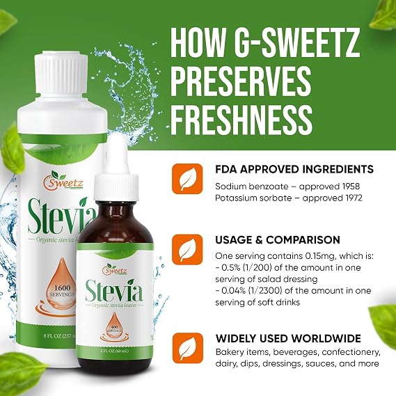 Liquid Stevia Sweet Drops Made from Reb-D Rich Organic Stevia Extract Concentrated Liquid Sweetener for Drinks, Food, Pastries, No Calories, Carb 2 FL OZ Glass Bottle (400 Servings)