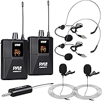 Vista 1 de Pyle Pyle PDWMU211 - Sistema de micrófono dual UHF inalámbrico profesional portátil con auriculares/micrófono de solapa, transmisor de cinturón