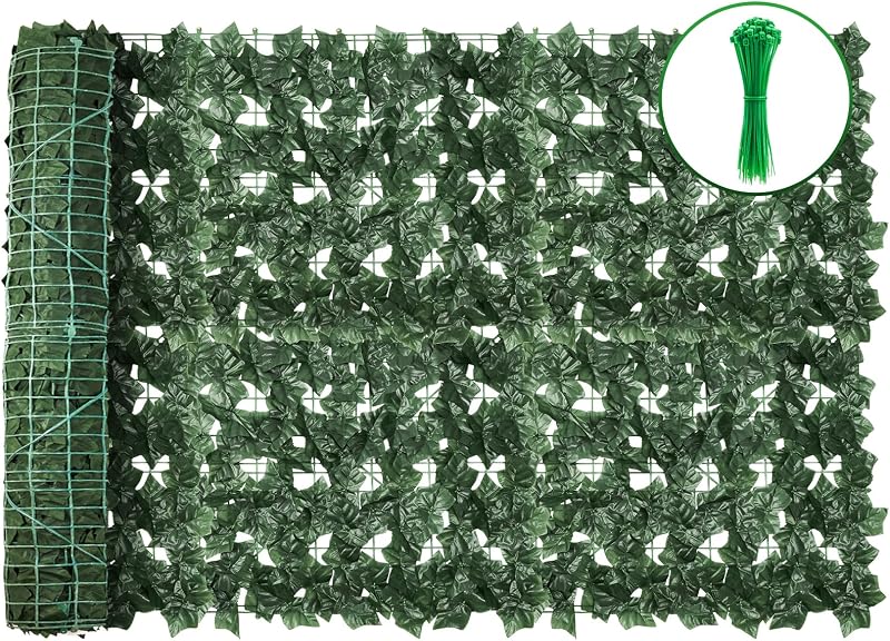Pantalla de pared para valla de privacidad de hiedra artificial, paneles de valla de privacidad de 100 x 40 pulgadas, valla de privacidad, telón de fondo de vegetación sintética, setos de hojas de vid de hiedra, paneles de valla de césped para patio, balcón, jardín, patio trasero