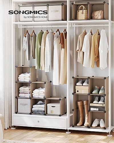 Miniatura 2 de SONGMICS Organizador de almacenamiento en cubos, juego de 16 cubos de plástico, estante para libros, organizadores de armario y almacenamiento,