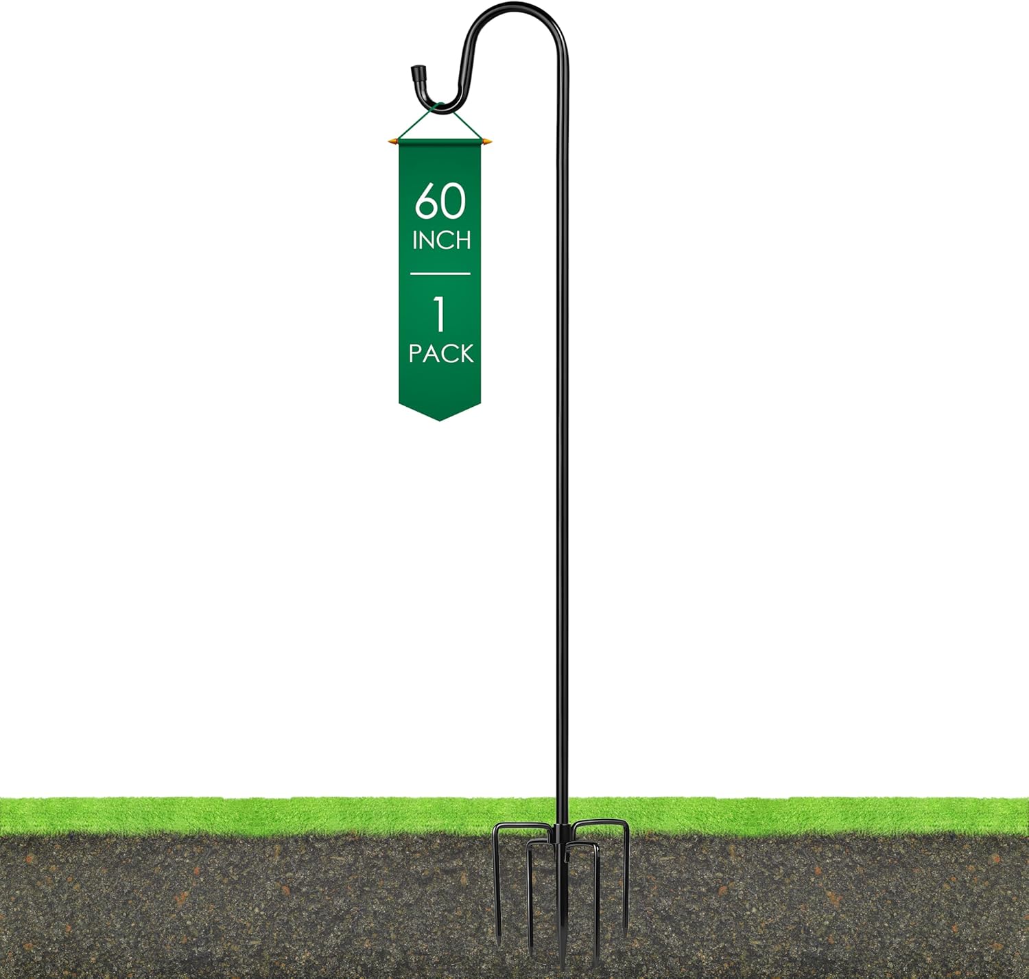 Ottsuls Shepherds Hooks for Outdoor - 60" Heavy Duty Bird Feeder Pole with 5 Prong Base, Adjustable Stand Hanger for Garden Plant, Hummingbird Feeder, Lantern Lights - Haning Wedding Decor (1 Pack) 60 Inch A-1 Pack