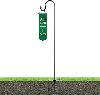 Ottsuls Shepherds Hooks for Outdoor - 60" Heavy Duty Bird Feeder Pole with 5 Prong Base, Adjustable Stand Hanger for Garden Plant, Hummingbird Feeder, Lantern Lights - Haning Wedding Decor (1 Pack)
