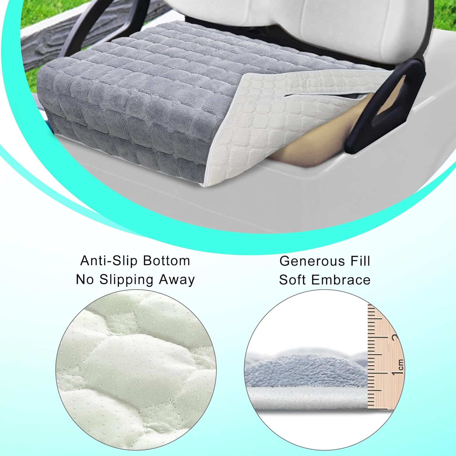 YOKYHOM Golf Cart Seat Covers, Extra Thick Deep-Pile Seat Towel Blanket with Non-Slip Backing for Warmth, Fits EZGO, Club Car, Yamaha and More 2 & 4 Passenger Carts, 50"x27.5", Light Gray