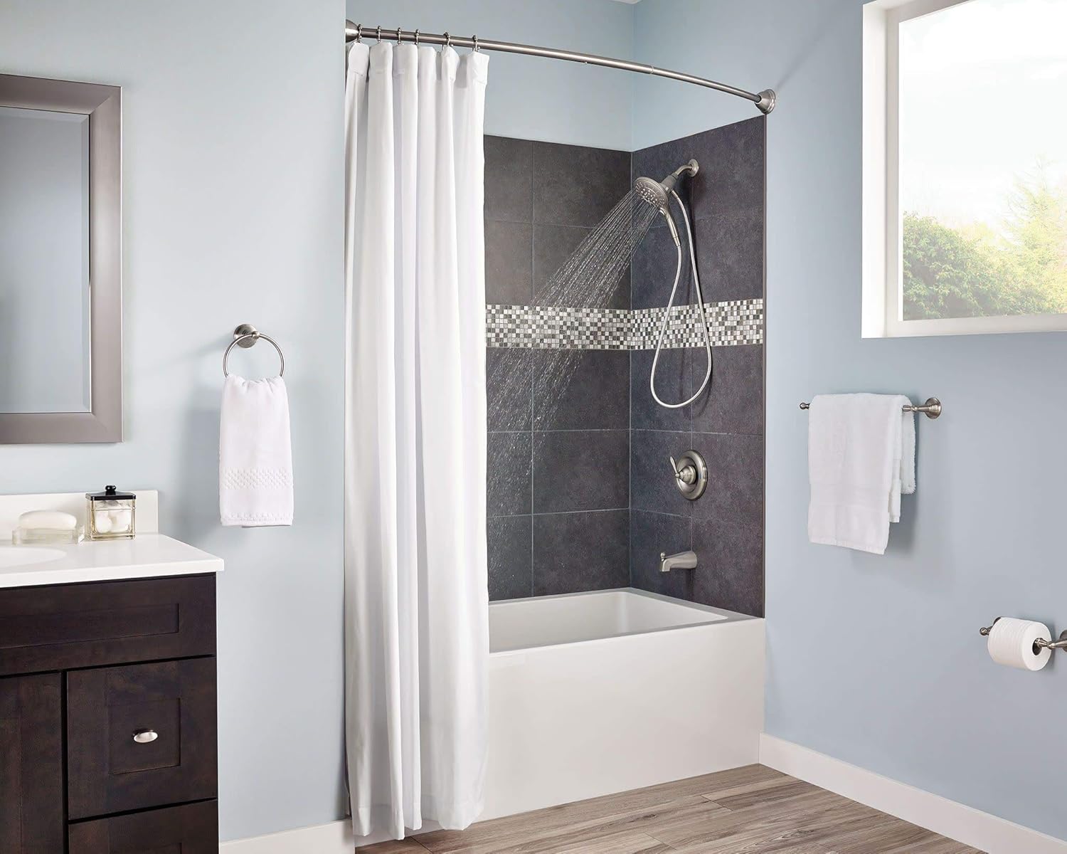 Moen DN6818BN Sage Collection 18-Inch Single Towel Bar, 18 Inch, Brushed Nickel - - 