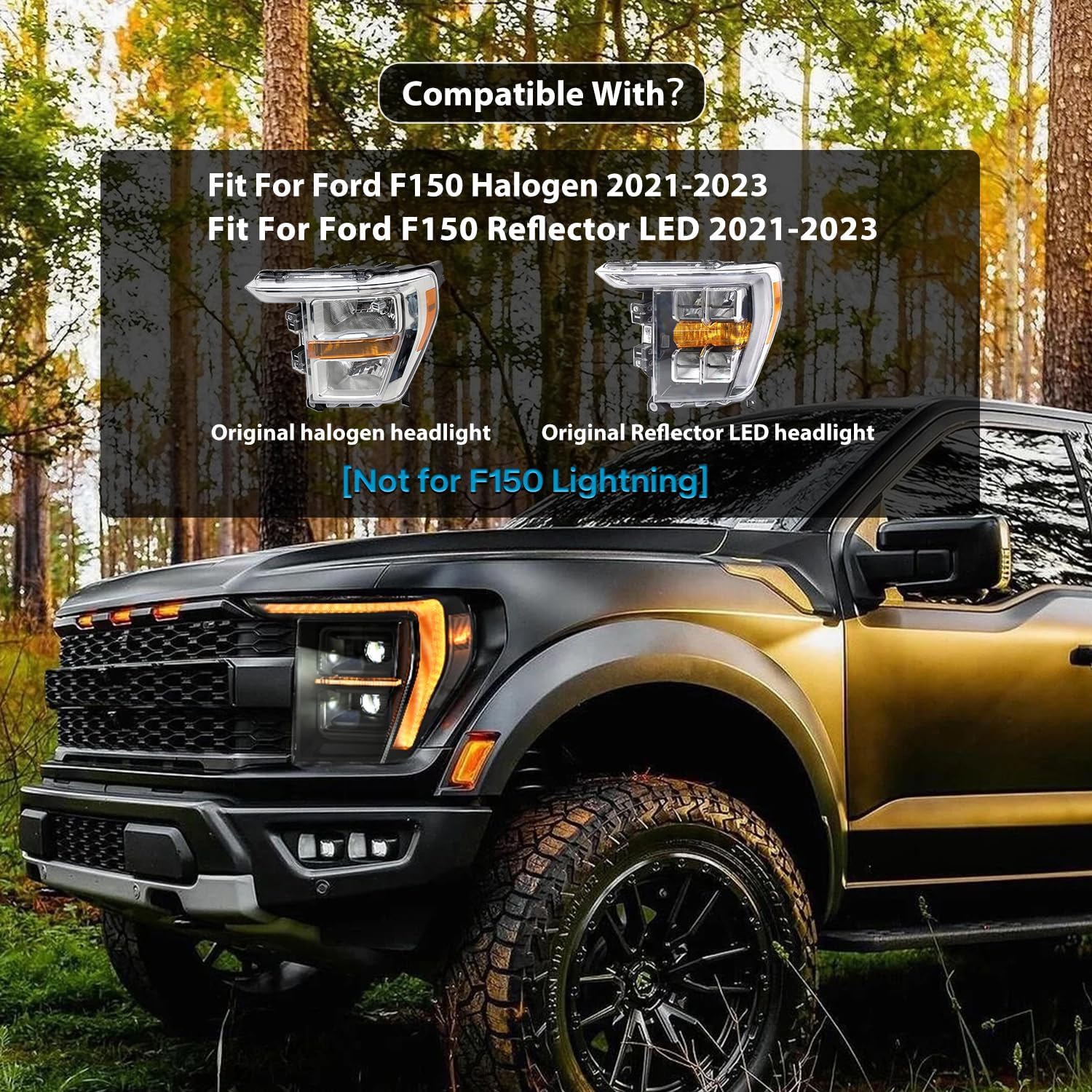 14th Gen F150 2021-2023 Headlights for Ford F150 2021/2022/2023 XLT XL Lariat Platinum King Ranch Limited Tremor Headlamp Front/Head Lights/Lamps Replacement