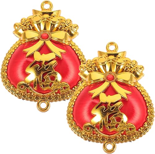 Decoración de festival de primavera, 2 piezas, decoración de año nuevo chino 2024, colgante de bolsa de la suerte, dijes Fengshui, adorno colgante