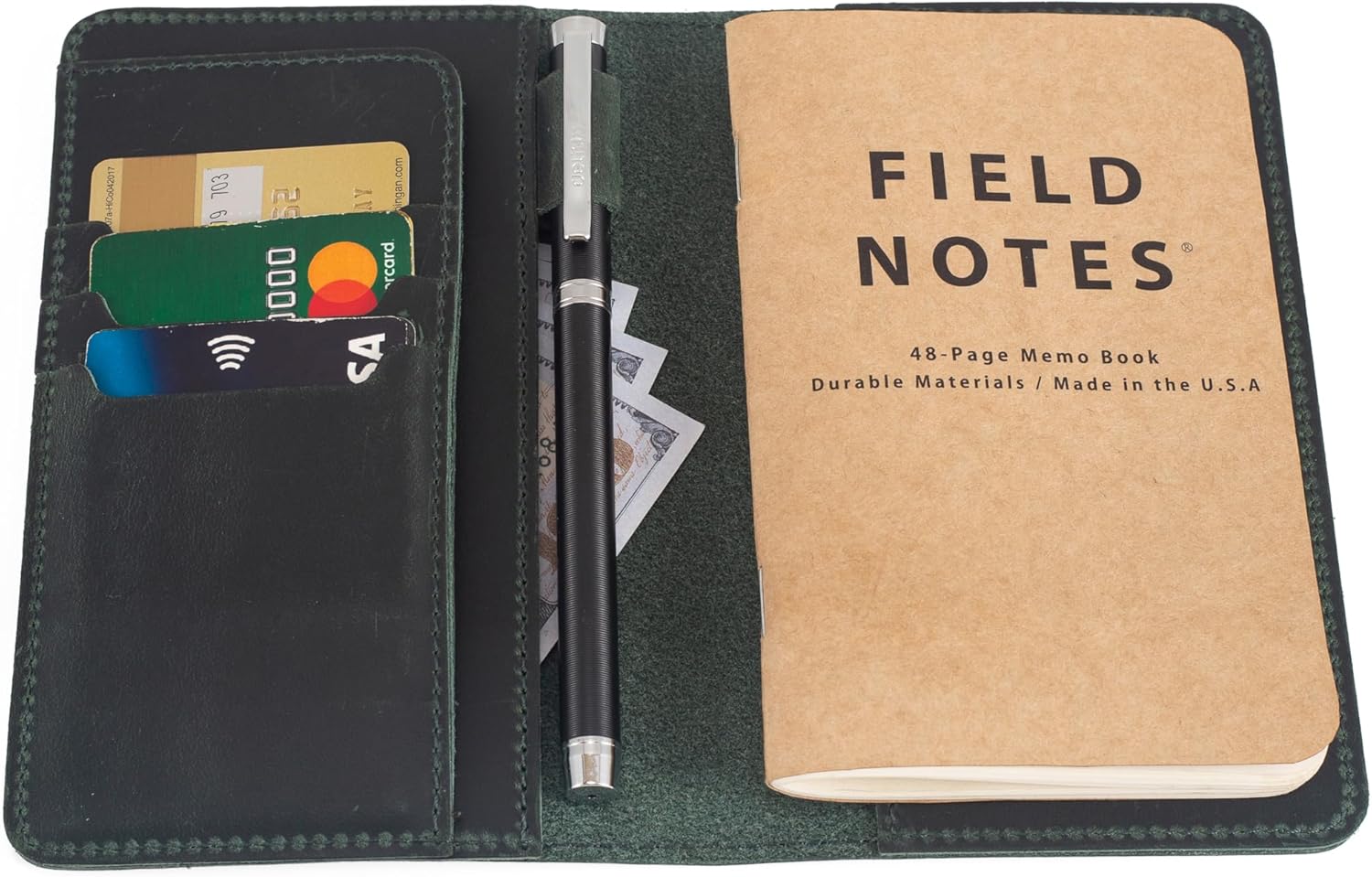 D Genuine Leather Cover for Field Notes Moleskine Cahier Handmade Travel Journal Cover with Pen Loop Pocket Size for 3.5" x 5.5" Notebooks (Coffee)