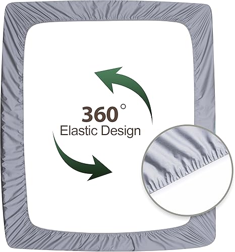 Miniatura 5 de Sábana bajera ajustable de 1000 hilos 100% algodón egipcio, 1 pieza, sábana inferior de satén tamaño California King, bolsillo profundo de 18