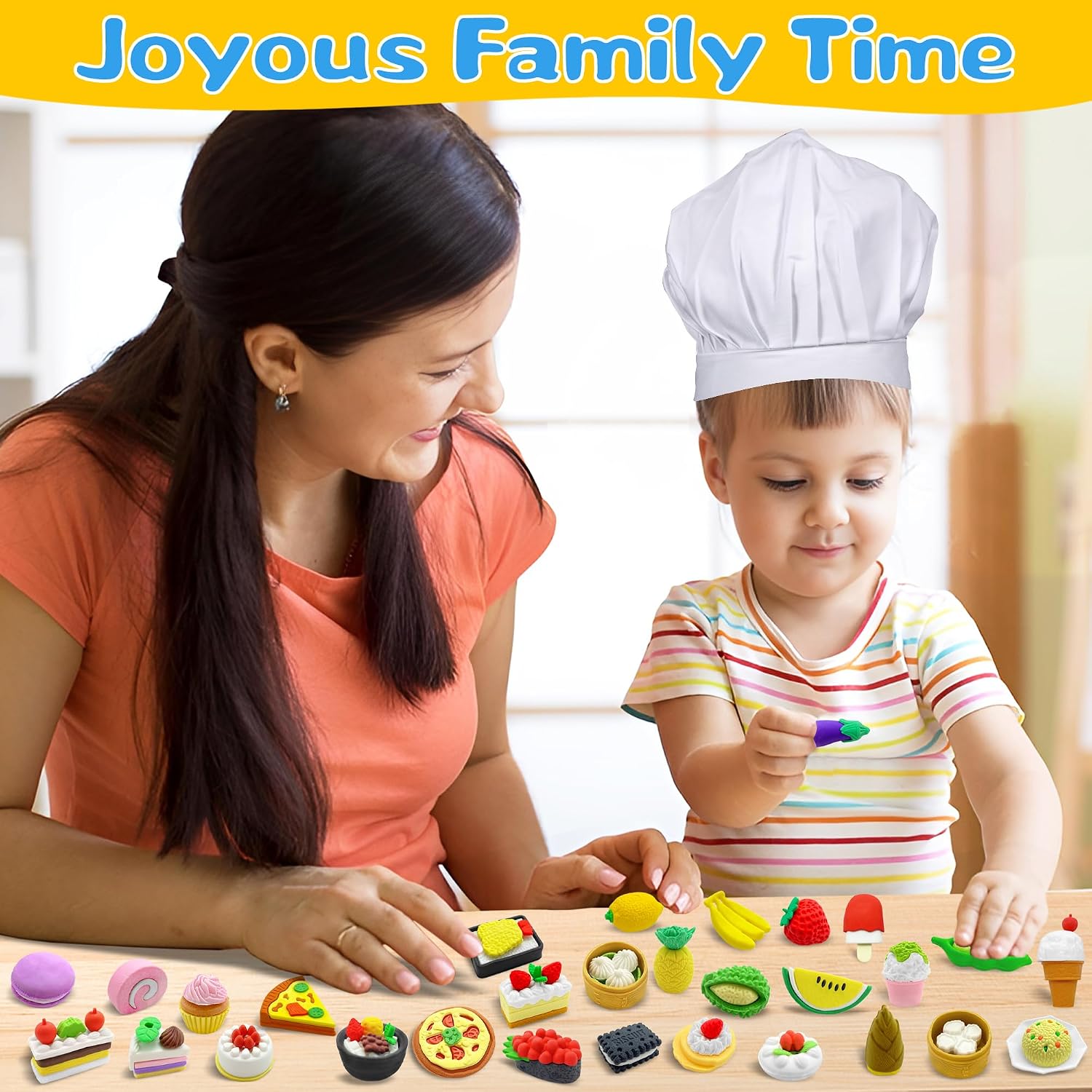 LanMa 70PCS Food Erasers for Kids Fruit Desserts Cake Puzzle Cute Erasers Set for School Classroom Prizes Party Gifts