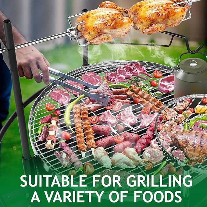 VINGLI 33 Inch Outdoor Fire Pit with 2 Grills, Wood Burning Firepit with Swivel Cooking Grate miniatura 8