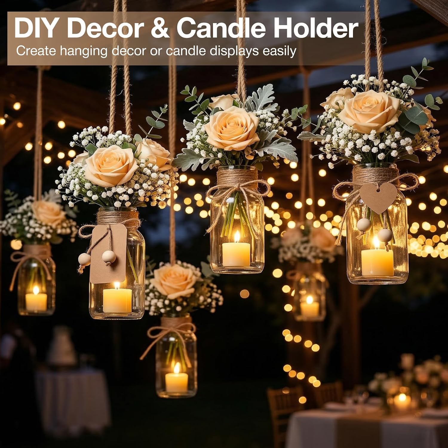 Vintage Glass Flower Vase, 12PCS Farmhouse Mason Jar Vases for Centerpiece Clear Bud Vases in Bulk with DIY Accessories for Wedding Party Table Decorations Home Decor