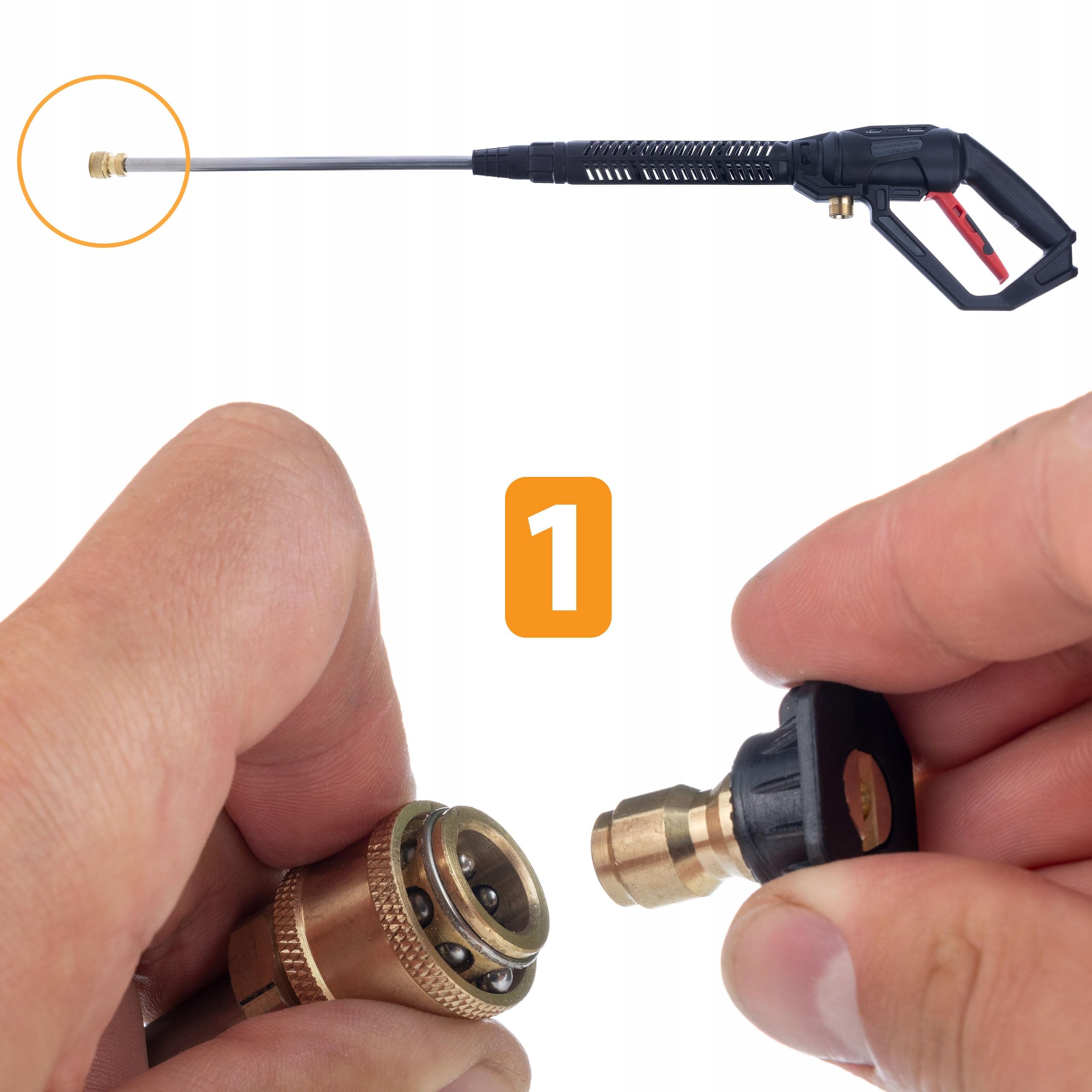 Rosfix Set Pro Clean Gun PCG1 – Pistola de alta presión con conector M22 x 1,5 + lanza + 1 L pistola de espuma | 4000 PSI | Núcleo de latón | Repuesto para limpiadores de alta presión Kärcher, Bosch