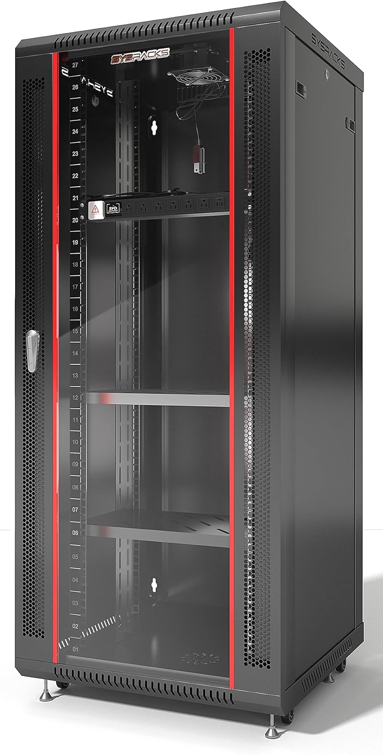 Wall Mount Server Rack with Locking Cabinet for Network Electronics – 24-Inch Deep