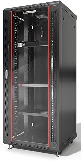 SYSRACKS 27U Wall Mount Server Rack Cabinet - 24" Deep Locking Glass Door, PDU, Fan, Shelves for Network AV IT Equipment